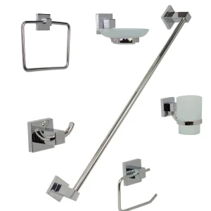 Con Certificación CE JE-95C JUEGO ACCESORIOS P/BAÑO 6 PZAS CROMO