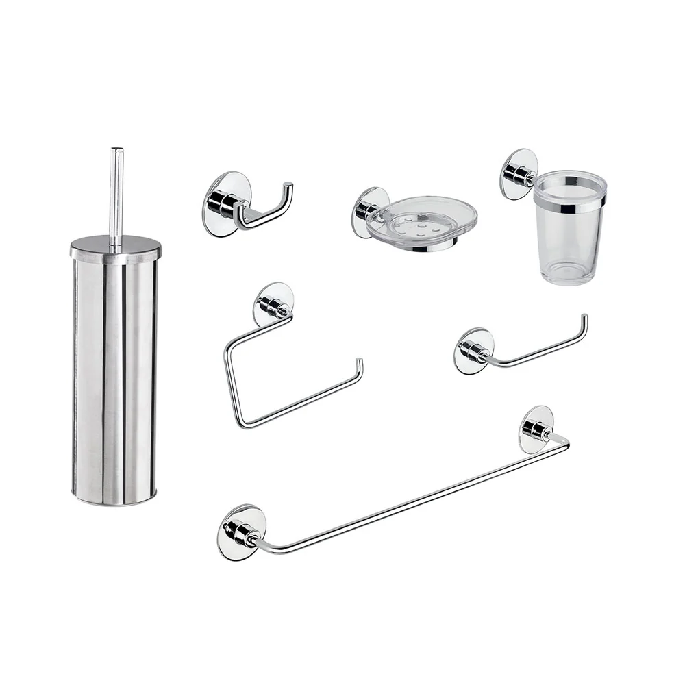 Con Certificación CE Juego de accesorios de baño cromado Metaform Wind fijación con bioadhesivo