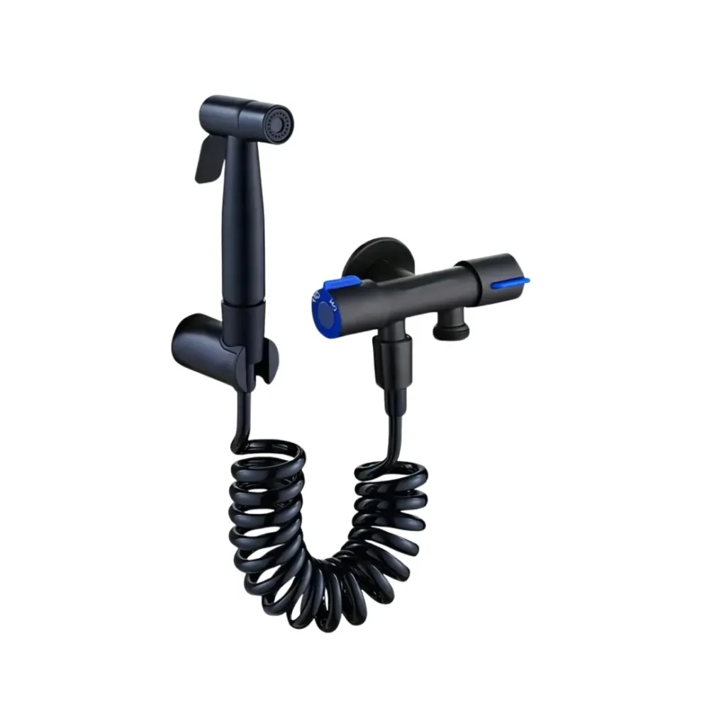 Gancho de Ducha Juego de Ducha Higienica Tipo Bidet Aquafina con acabado Negro - ABS y Acero Inoxidable
