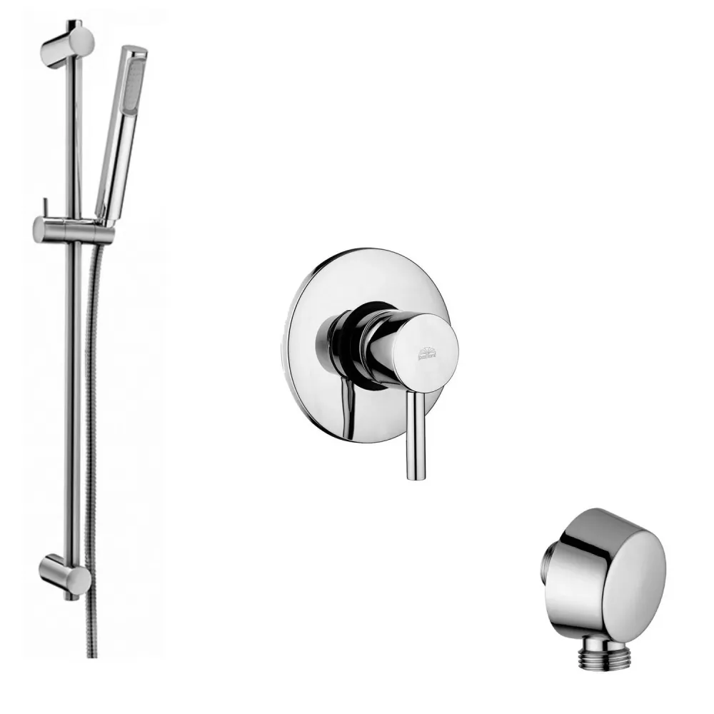 Jabonera de Pared Juego Saliscendi con ducha redonda miniale. mezclador empotrado sin desviador y toma de agua redonda en...