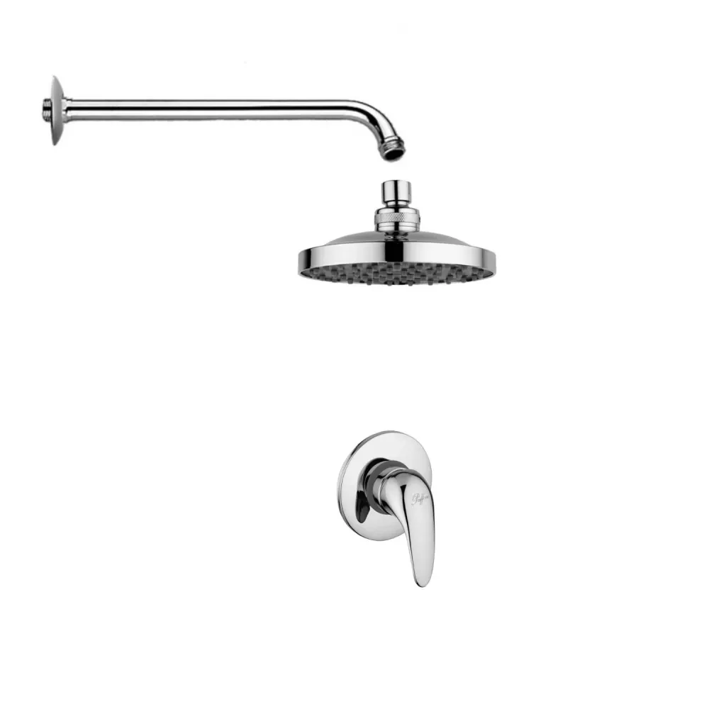 Juego de cabezal de ducha con brazo y mezclador empotrado cromo Paffoni para Baño Moderno
