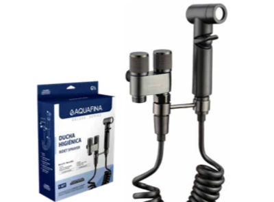Juego de Ducha Higiénica Tipo Bidet Aquafina con acabado Gun Metálico - ABS y Acero Inoxidable