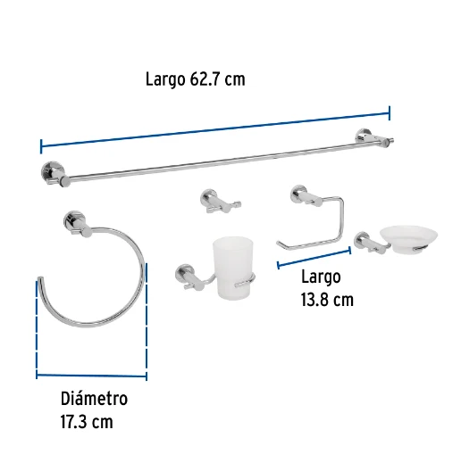 Premium de Lujo Juego de accesorios para baño, 6 piezas, cromado, Element