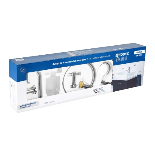 Premium de Lujo Juego de accesorios para baño, 6 piezas, cromado, Element