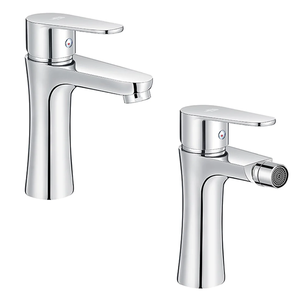 Resistente al Agua Juego de mezcladores para lavabo y bidé con desagües serie Elizabeth Cromo