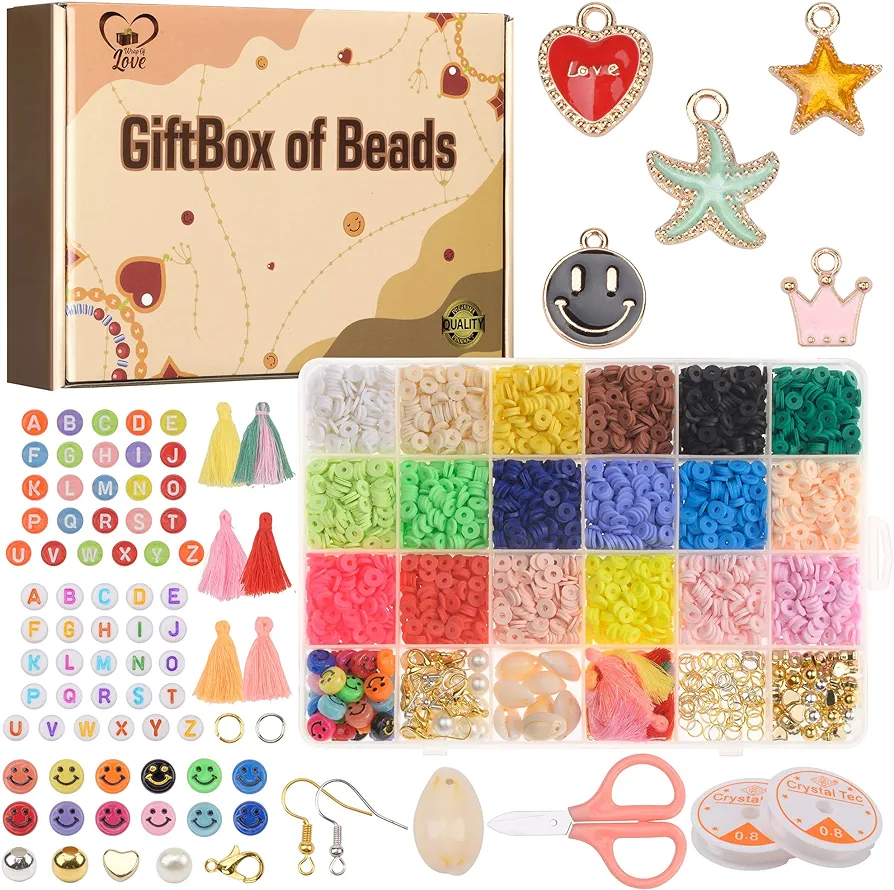 Juego Coordinado Wrap Love - Juego de 5000 cuentas heishi para hacer pulseras