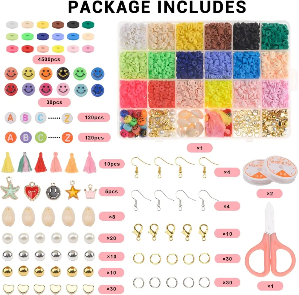 Juego Coordinado Wrap Love - Juego de 5000 cuentas heishi para hacer pulseras