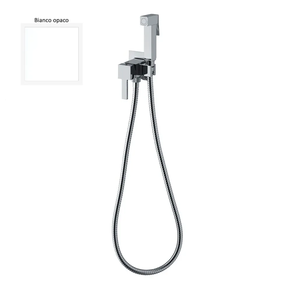 Juego de hidroscopino monoget con ducha Square, mezclador y elástico en latón blanco para Regalo de Boda