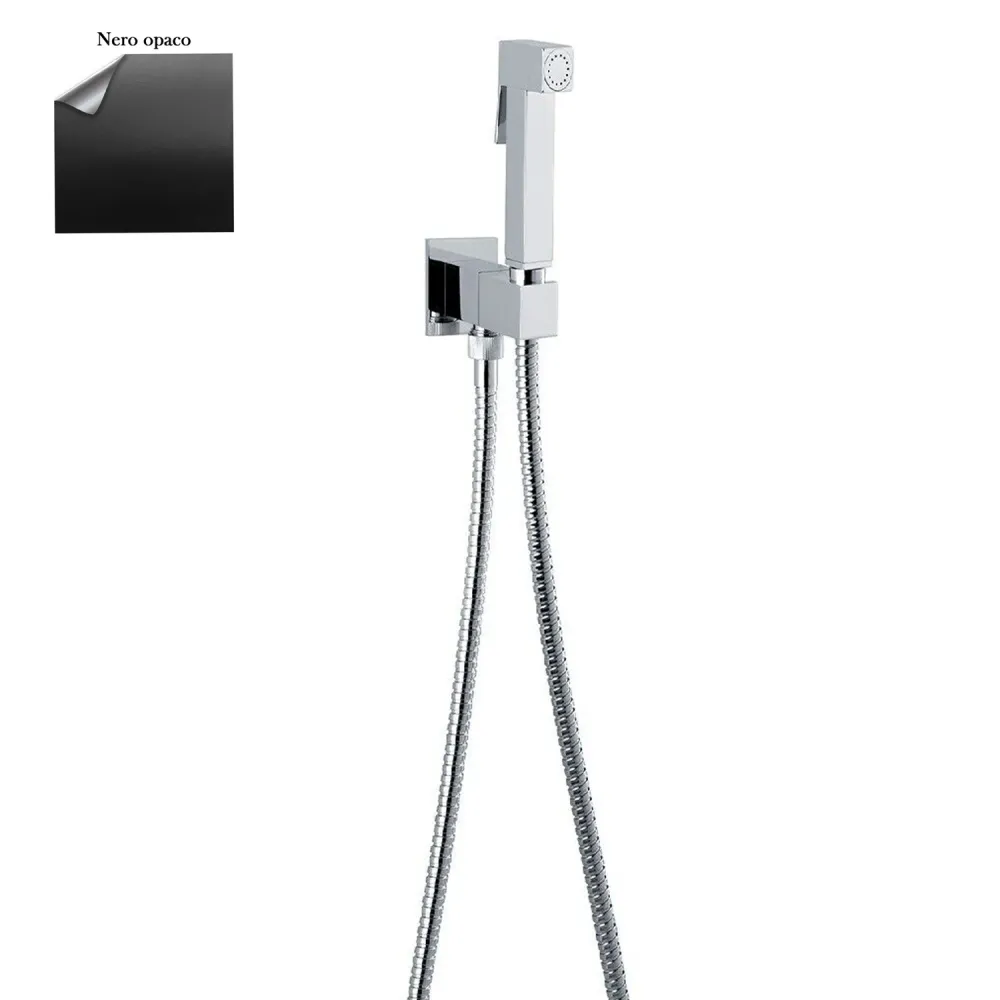Juego de idroscopino agua frí con ducha Square, grifo y adaptable en latón negro