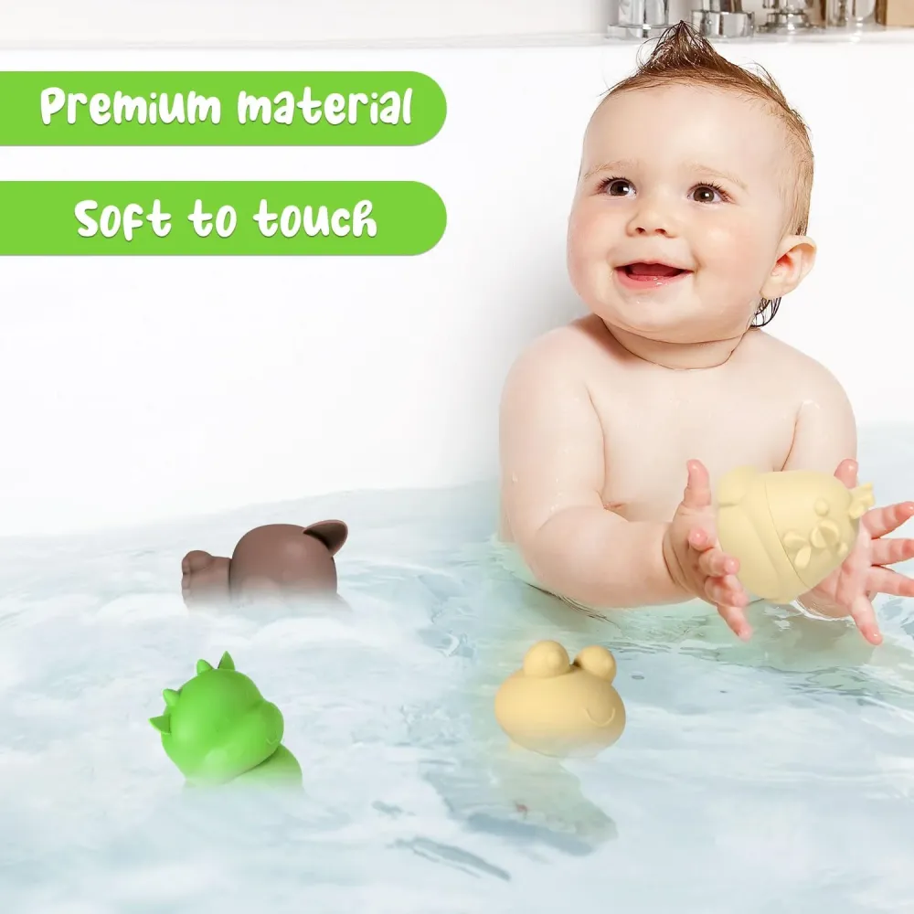 Lasuroa 4 piezas de juguetes de baño para niños pequeños | Suave y Absorbente