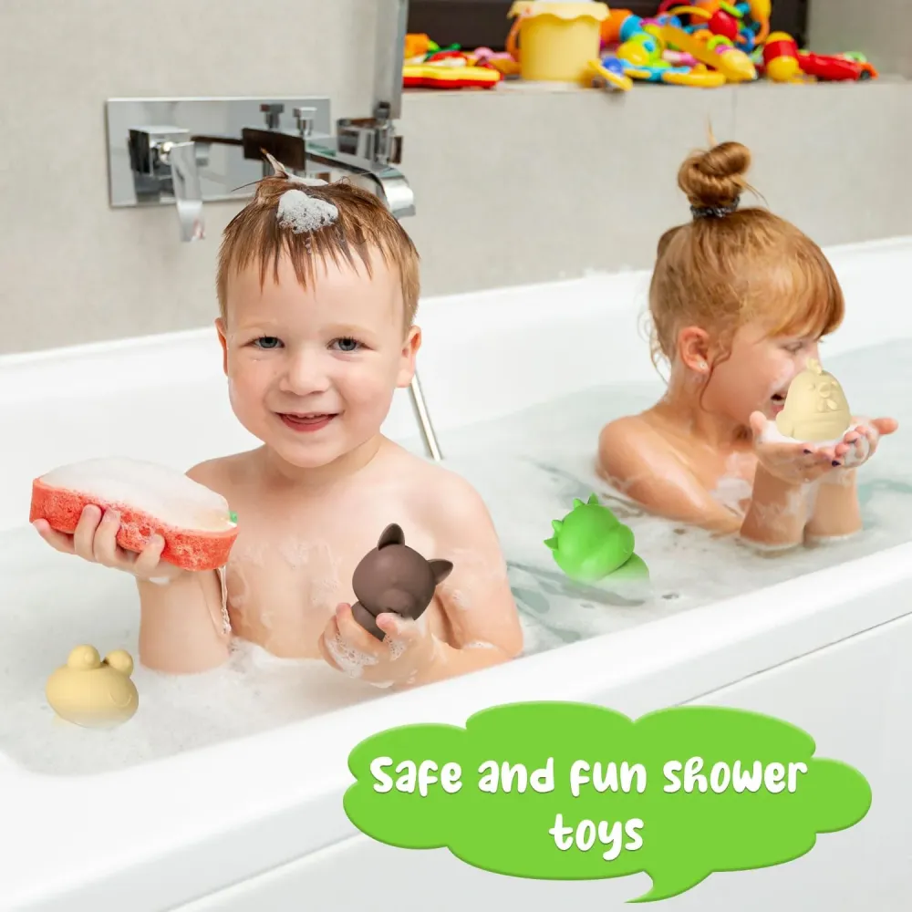Lasuroa 4 piezas de juguetes de baño para niños pequeños | Suave y Absorbente