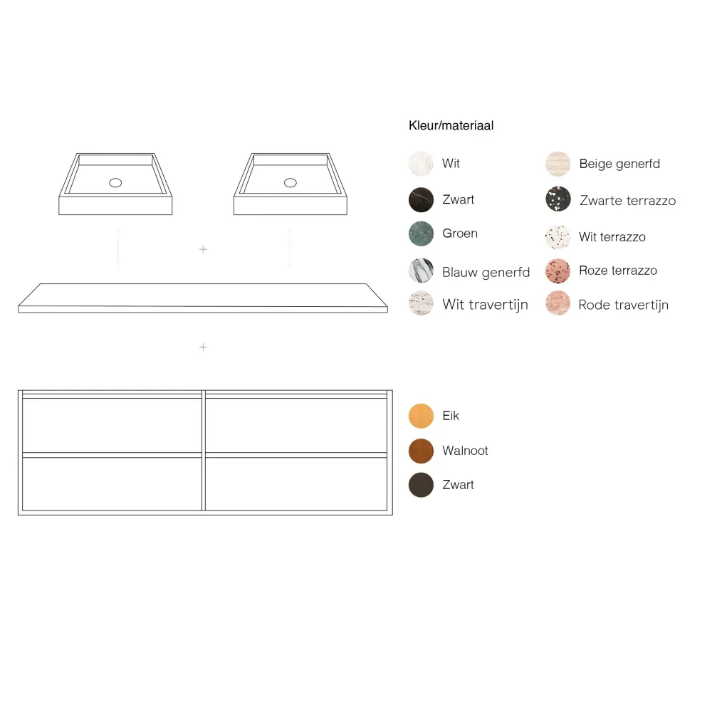 Mueble de baño Roble Fien - 120 cm - Lavabos George Terrazzo - Placa óptimo de terrazo