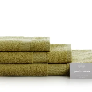 JUEGO TOALLA ALGODON 500 GR 3 PIEZAS (SABANA) 365 VERDE OLIVA PADUANA con Borde Bordado