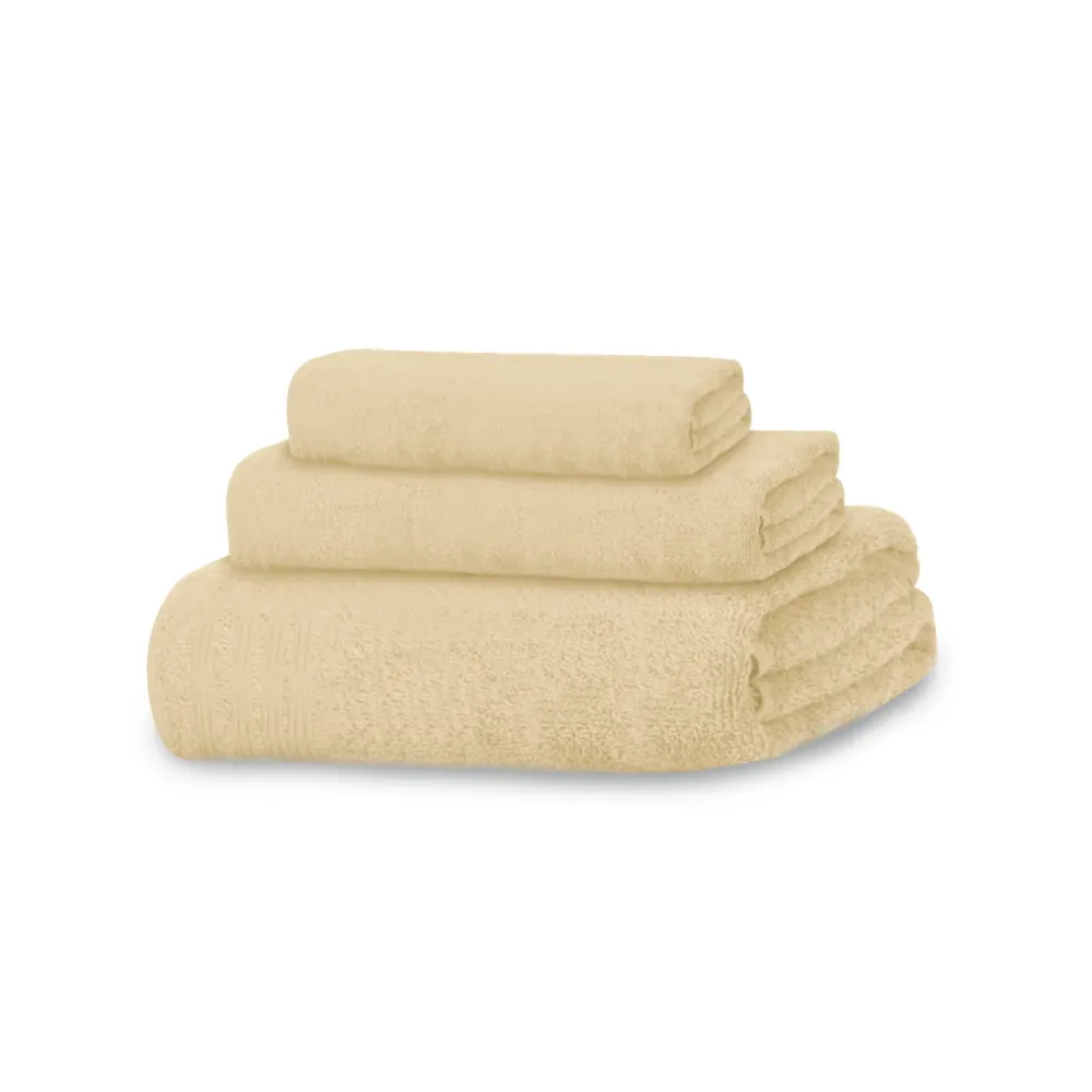 Juego de 3 Toallas 100% Algodón de 450gsm- Vainilla para Regalo de Hogar