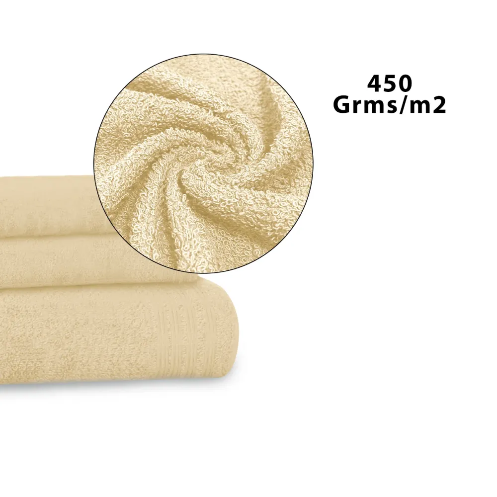 Juego de 3 Toallas 100% Algodón de 450gsm- Vainilla para Regalo de Hogar