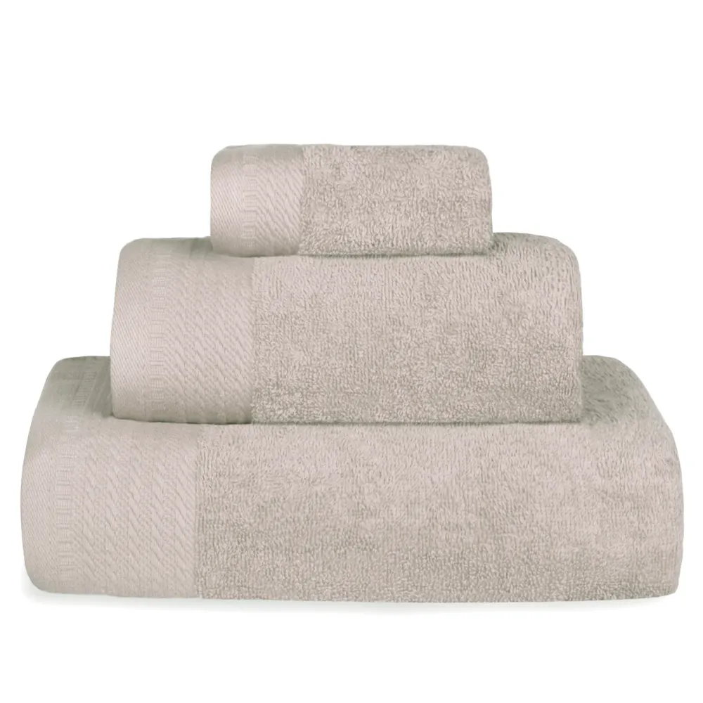 Juego de Toallas 100% Algodón de 500gsm. 1Baño+1Mano+1Bide, Arena Tamaño 70x140 cm