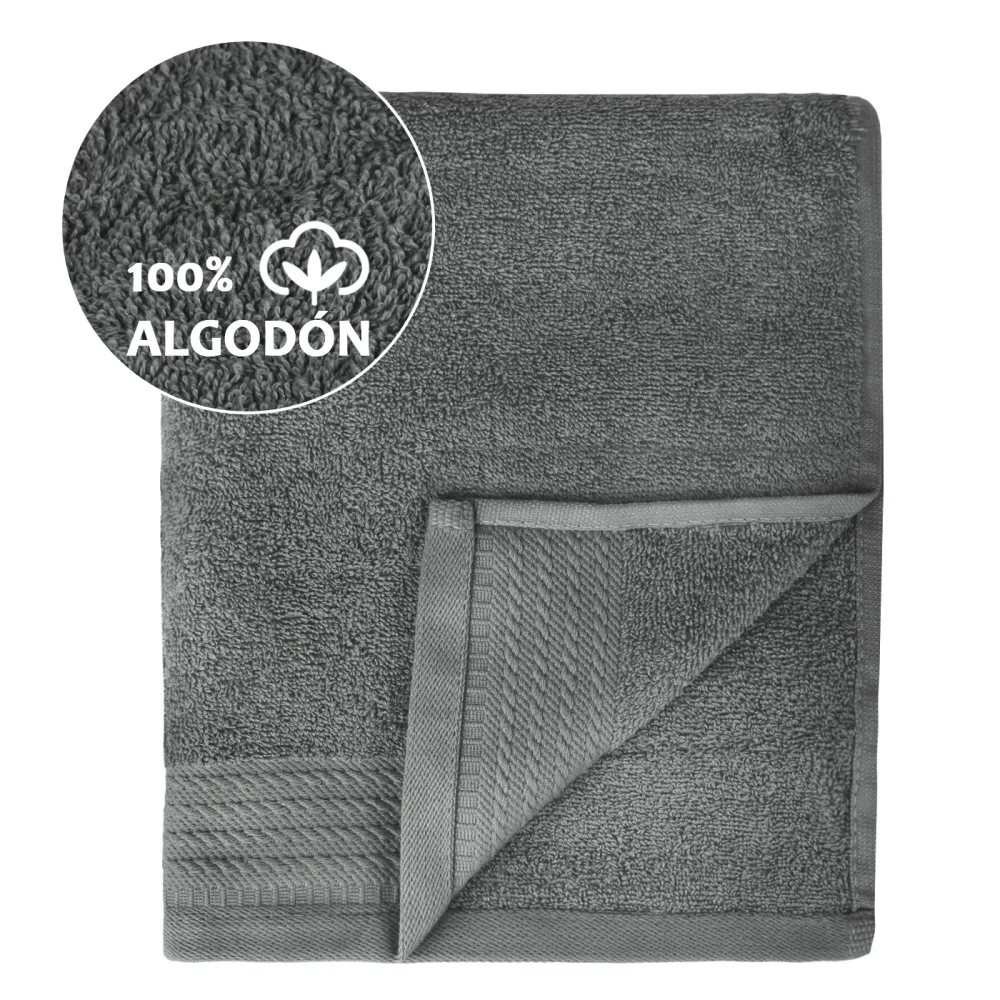 Juego de Toallas 100% Algodón de 500gsm. 1Baño+1Mano+1Bide, Gris Turbio