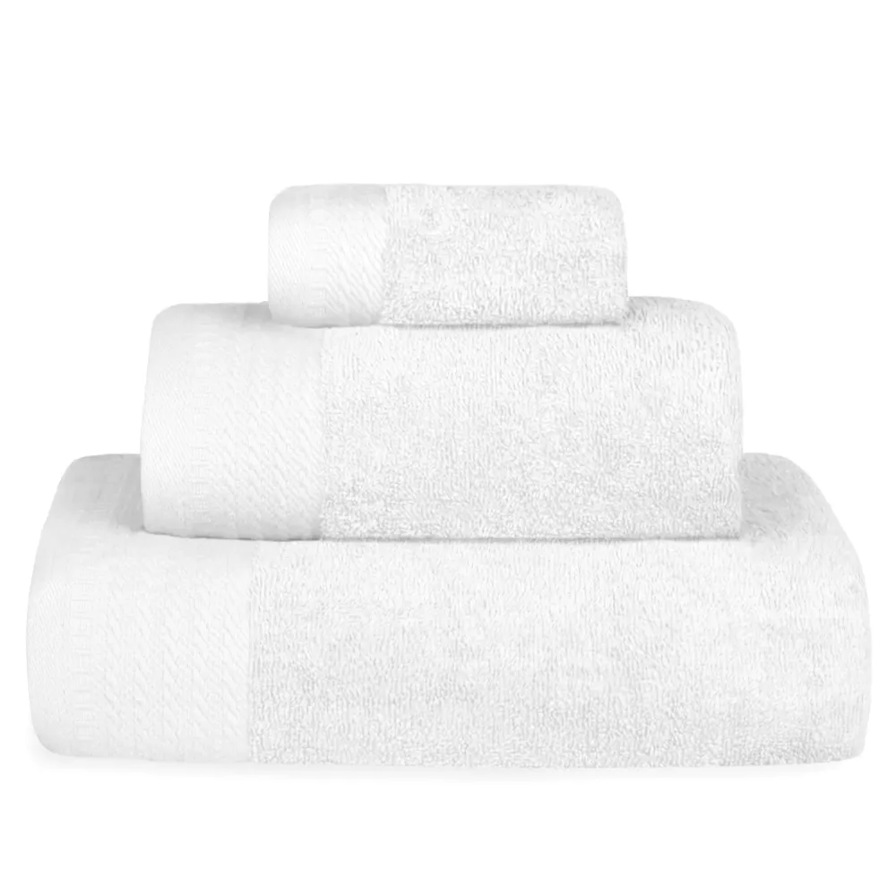 Juego de Toallas 100% Algodón de 500gsm. 1Baño+1Mano+1Bide, Blanco | Lavable Máquina | Sin Soltar Pelusas