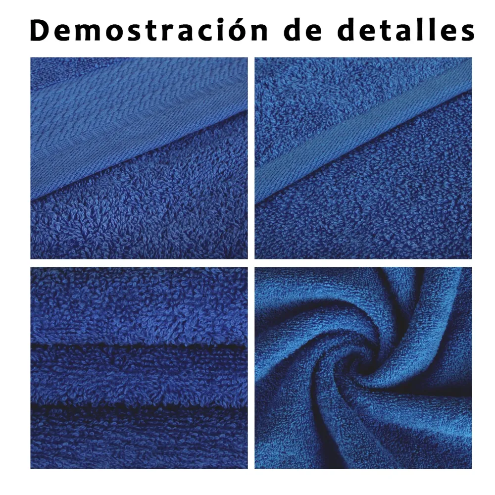 Juego de Toallas 100% Algodón de 500gsm.1Baño+1Mano+1Bide, Azul Marino Tamaño 70x140 cm