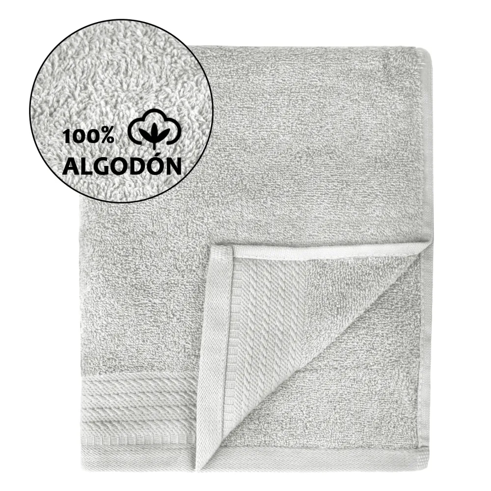 Juego de Toallas 100% Algodón de 500gsm.1Baño+1Mano+1Bide, Gris Preciso