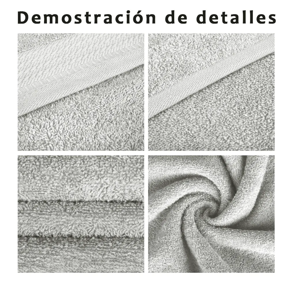 Juego de Toallas 100% Algodón de 500gsm.1Baño+1Mano+1Bide, Gris Preciso