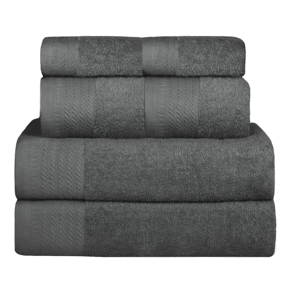 Juego de Toallas 100% Algodón de 500gsm.2Baño+2Mano+2Bide, Gris Sombrío