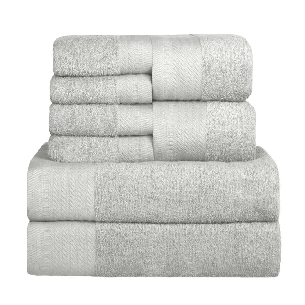 Juego de Toallas 100% Algodón de 500gsm.2Baño+2Mano+4Bide, Gris Nítido para Gimnasio