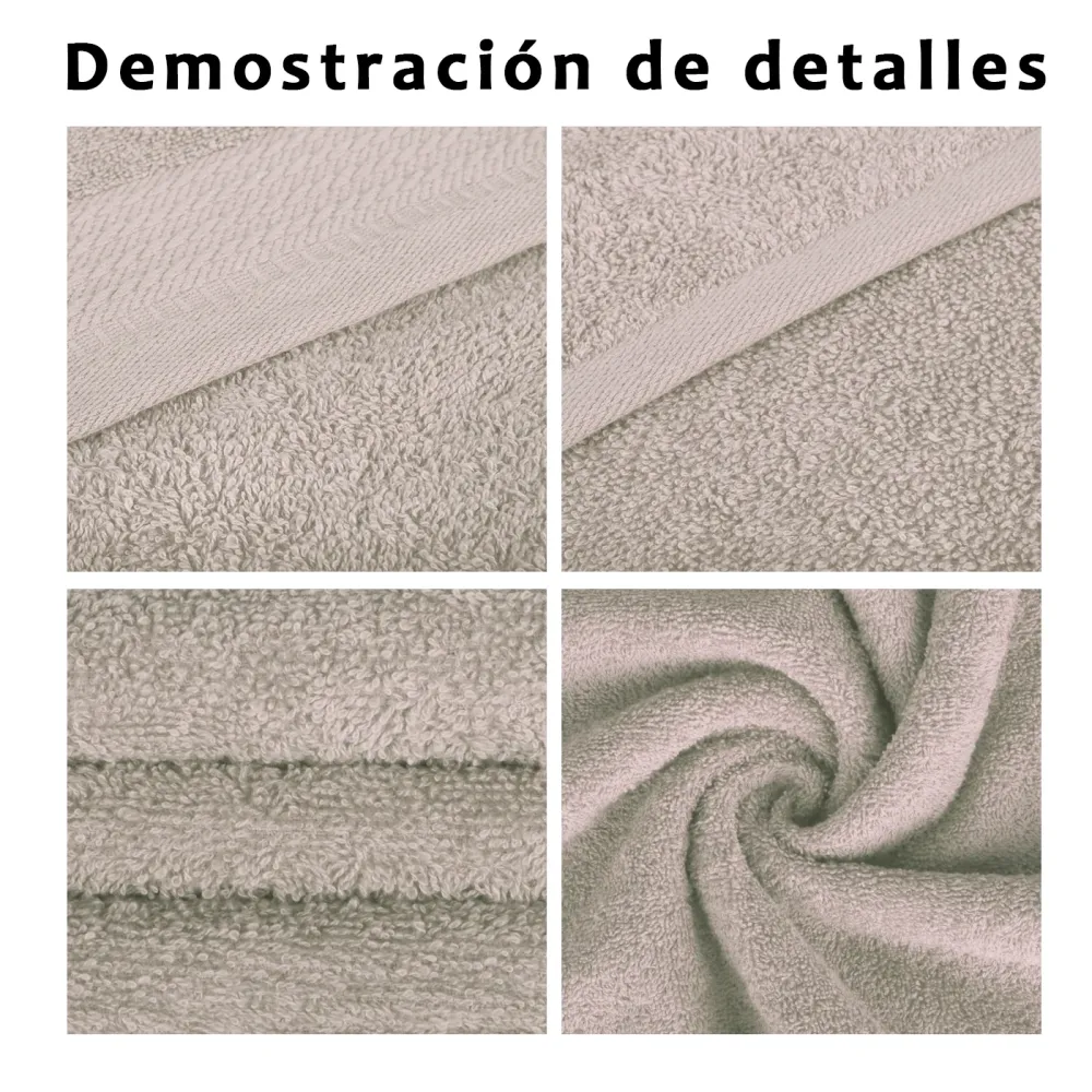 Juego de Toallas 100% Algodón de 500gsm.2Baño+2Manos, Arena Tamaño 70x140 cm