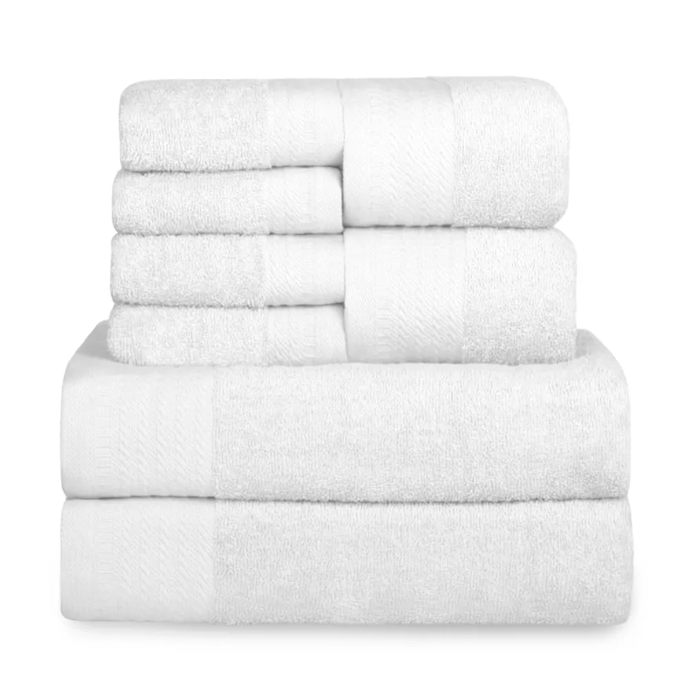 Toalla de Baño Grande Juego de Toallas 100% Algodón de 500gsm.2Baño+2Mano+4Bide, Blanco