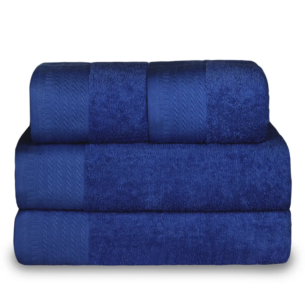 Toalla de Baño Grande Juego de Toallas 100% Algodón de 500gsm. 2Mano+ 2 Bidé, Azul Marino