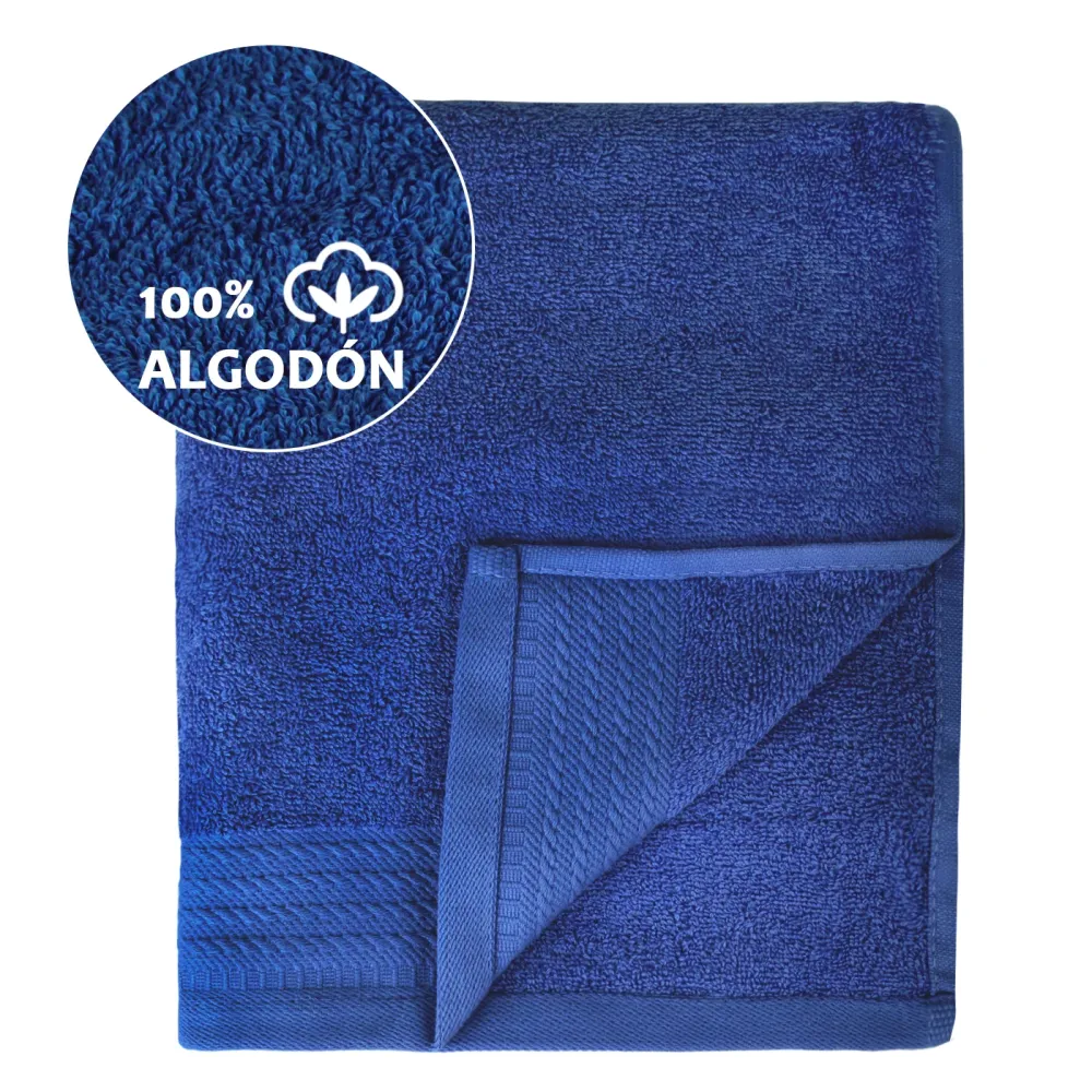 Toalla de Baño Grande Juego de Toallas 100% Algodón de 500gsm. 2Mano+ 2 Bidé, Azul Marino