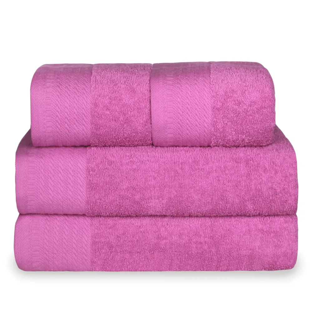 Toalla de Baño Grande Juego de Toallas 100% Algodón de 500gsm.2Baño+2Manos, Fucsia