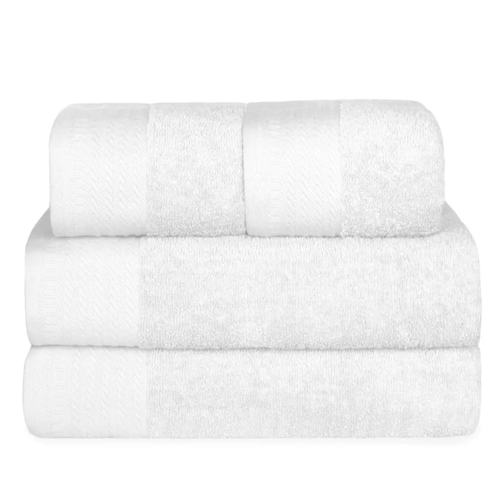Toalla de Baño de Lujo Juego de Toallas 100% Algodón de 500gsm. 2Mano+ 2 Bidé, Blanco
