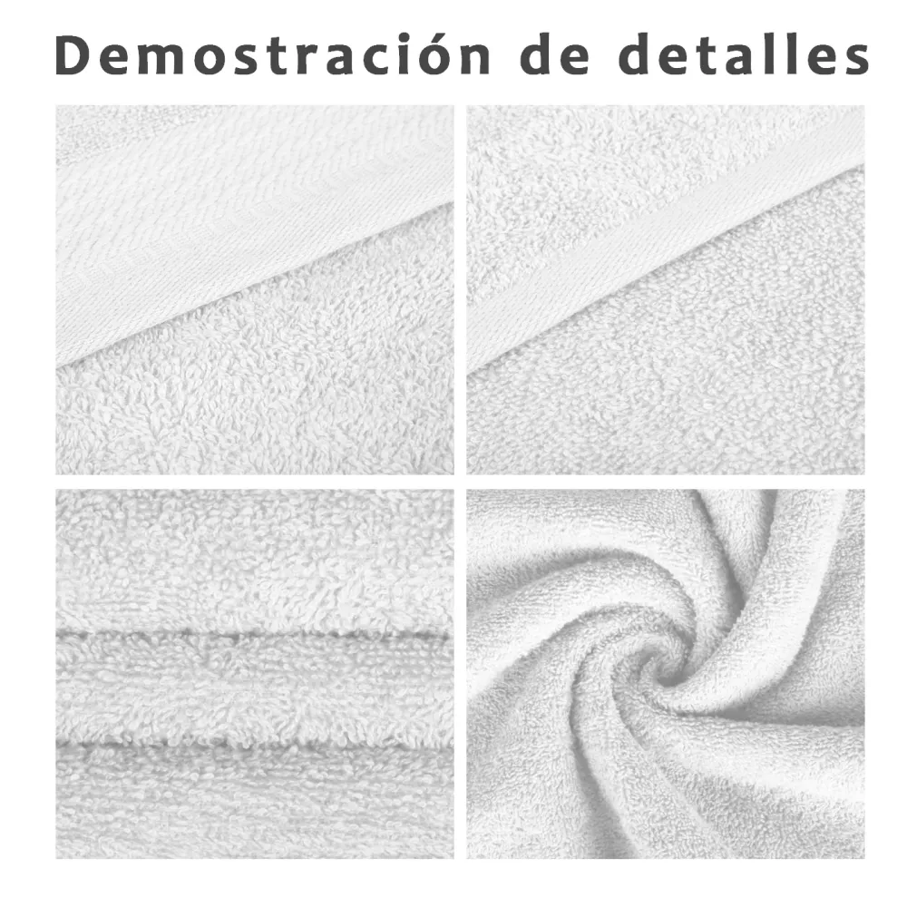 Toalla de Baño de Lujo Juego de Toallas 100% Algodón de 500gsm. 2Mano+ 2 Bidé, Blanco