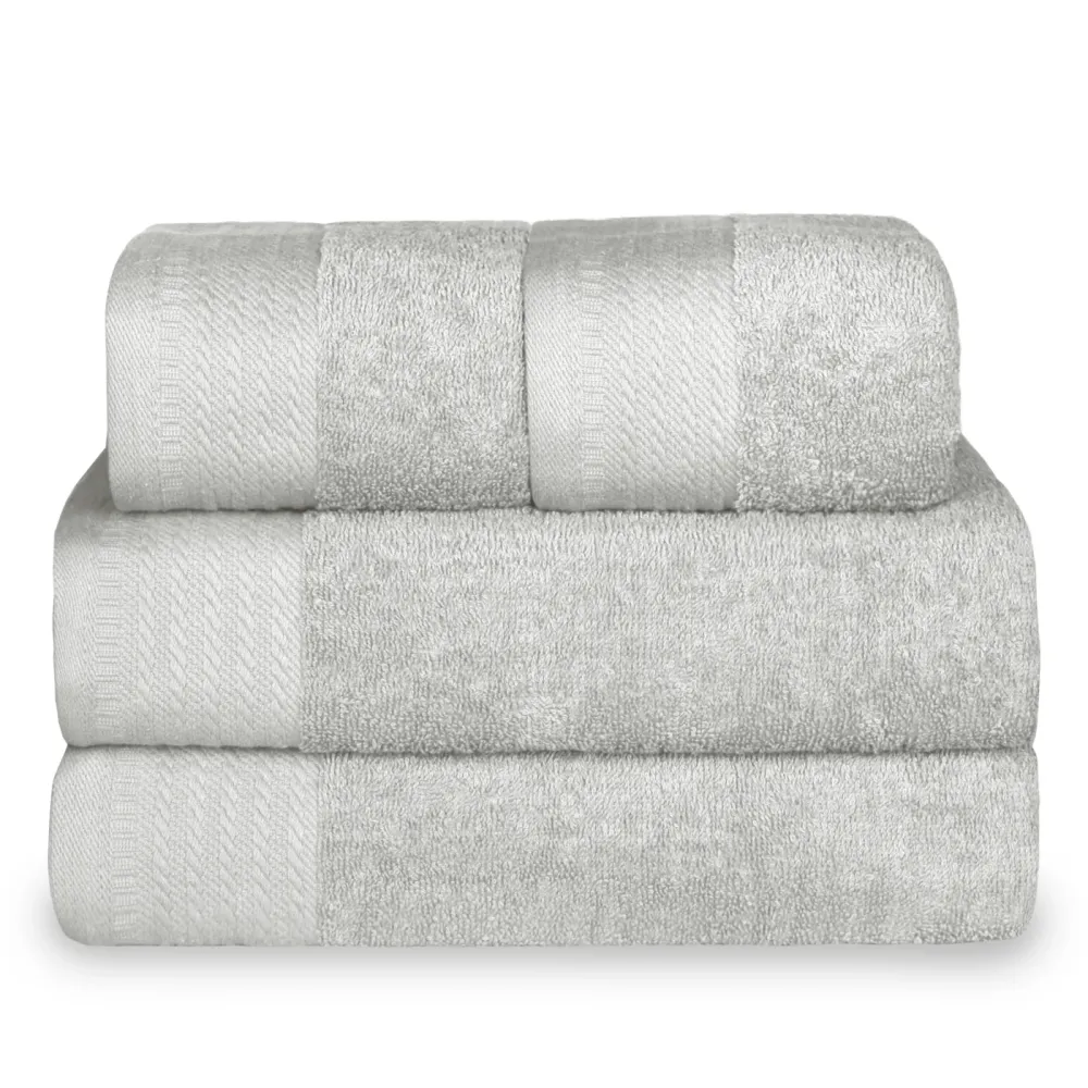 Toalla de Baño de Peso Medio Juego de Toallas 100% Algodón de 500gsm.2Baño+2Manos, Gris Obvio