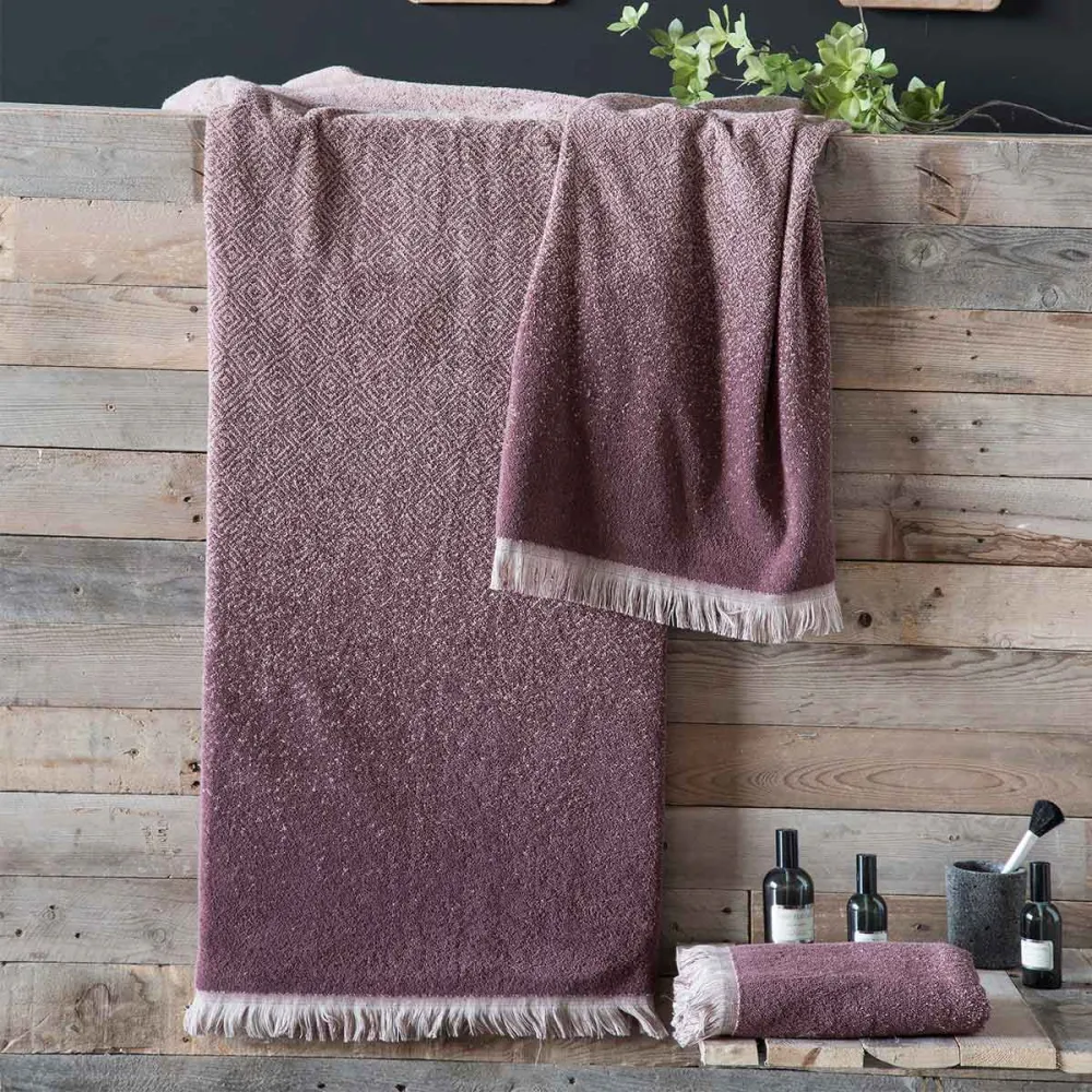 Toalla de Baño de Peso Medio Juego de toallas Ártico Boheme 3 piezas algodón granate 30/50/70