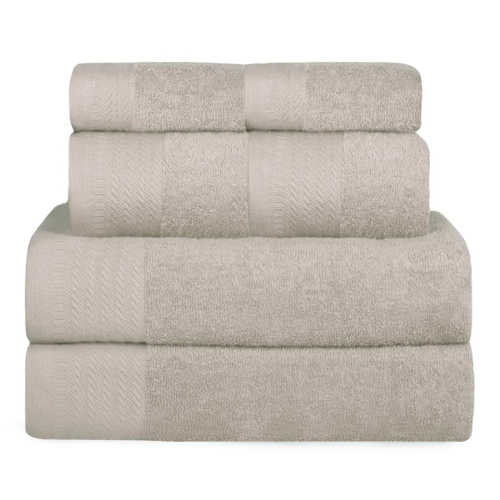 Toalla de Microfibra Juego de Toallas 100% Algodón de 500gsm.2Baño+2Mano+2Bide, Arena