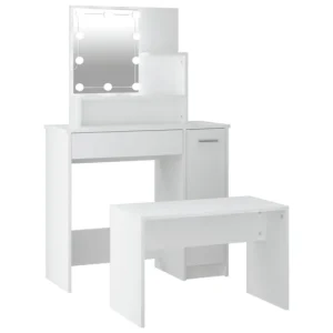 vidaXL Juego de tocador con LED madera contrachapada gris Sonoma - Conjunto de 4 Piezas
