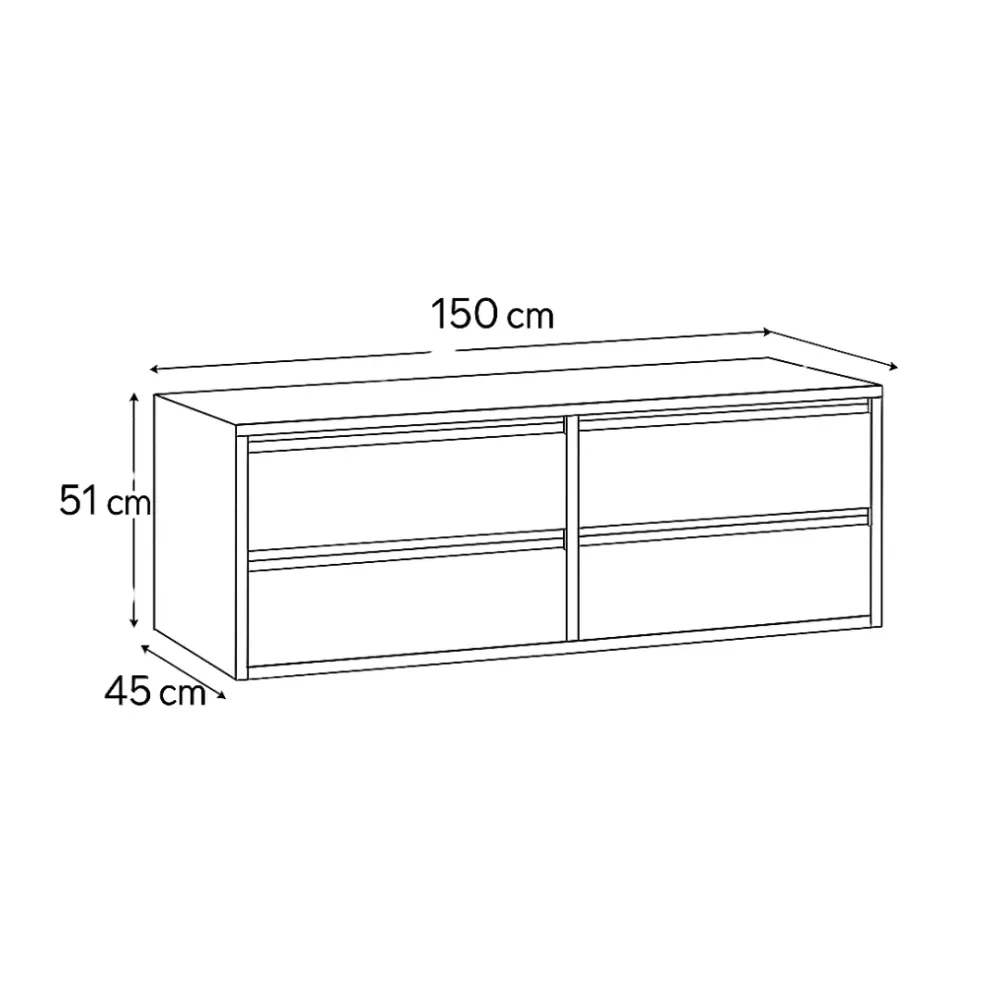 Badkamerkast - Fien - Smoke hout - 150 cm