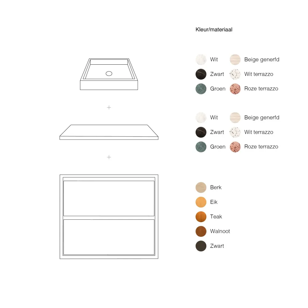 Badkamerkast Scandinavisch ANN - 80 cm - Eik