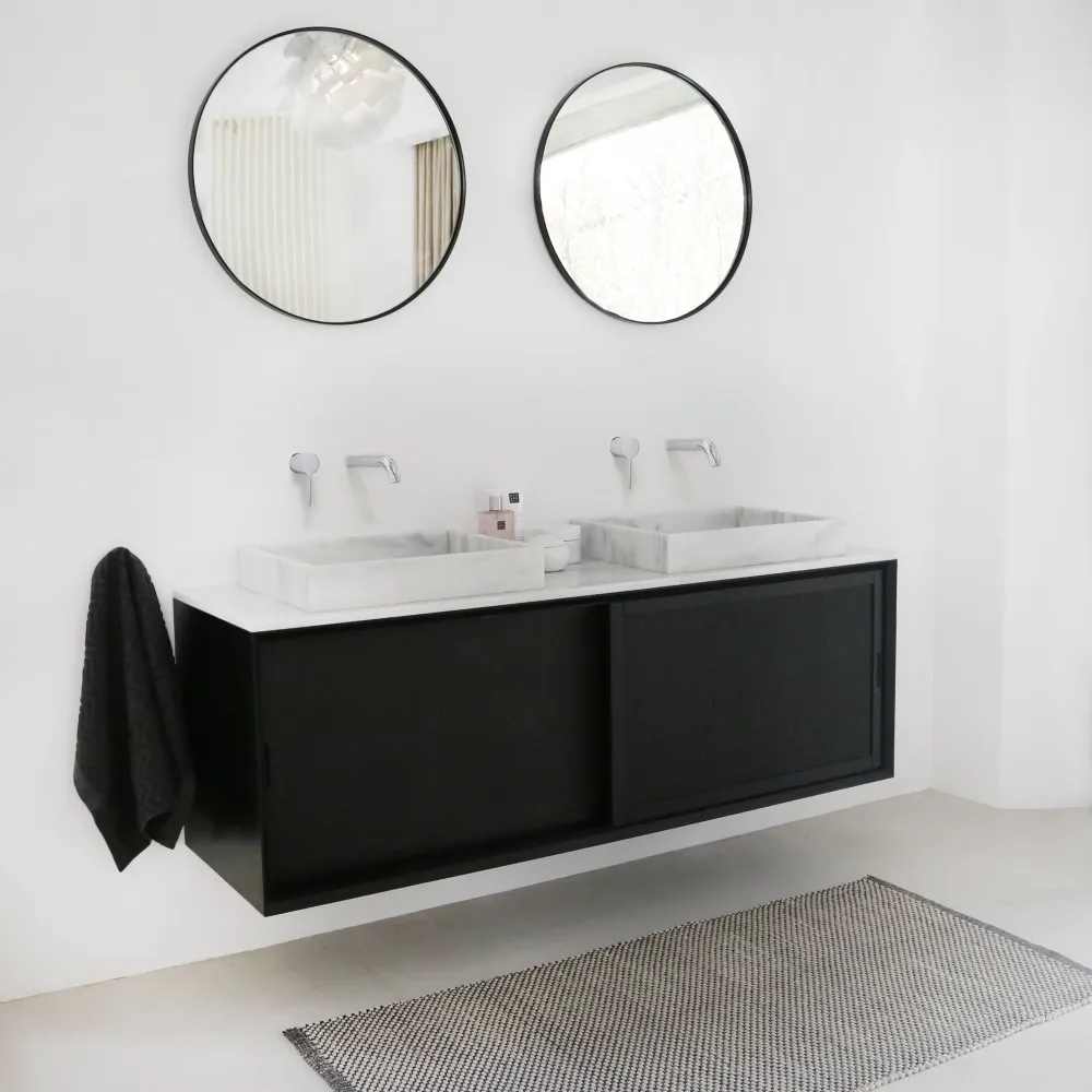 Badkamerkast - Zwart Rotan - Nestor - 150 cm