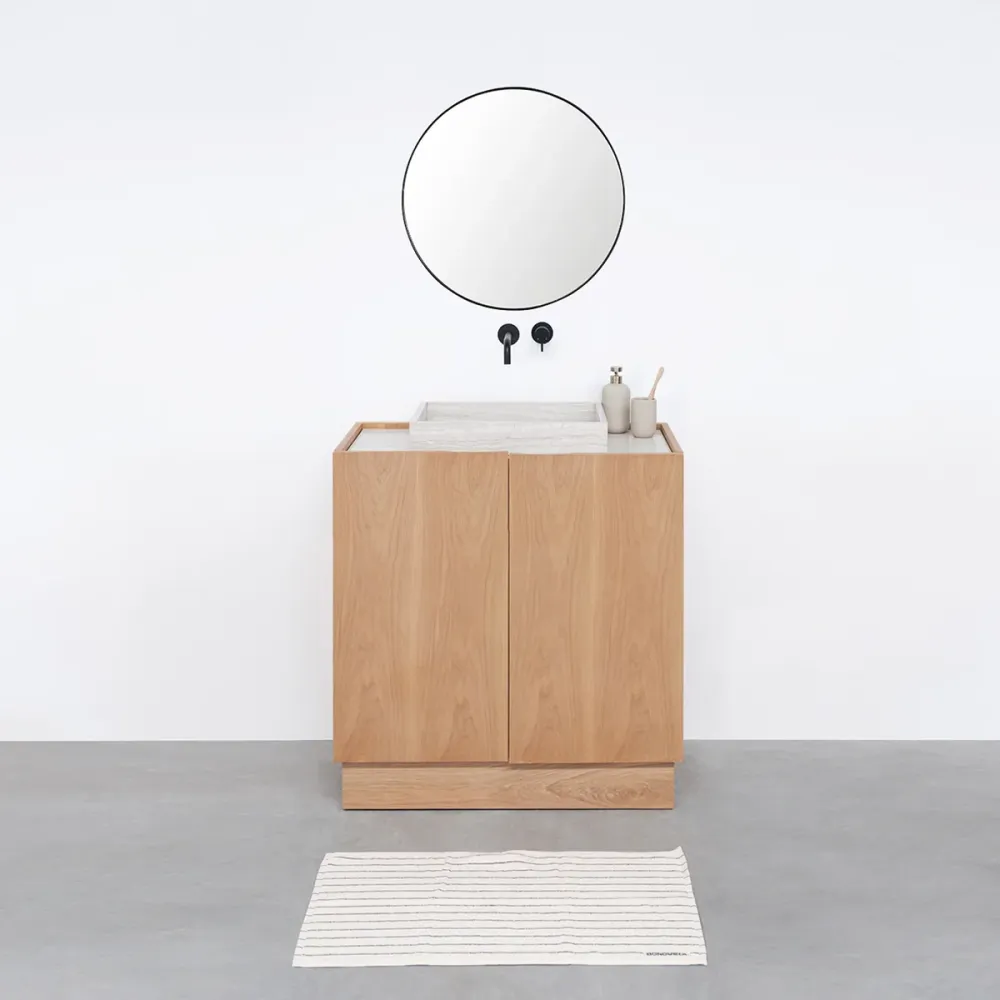 Badkamermeubel Felix - Eik - Wastafel Marfil Marmer - George I - (84 cm)