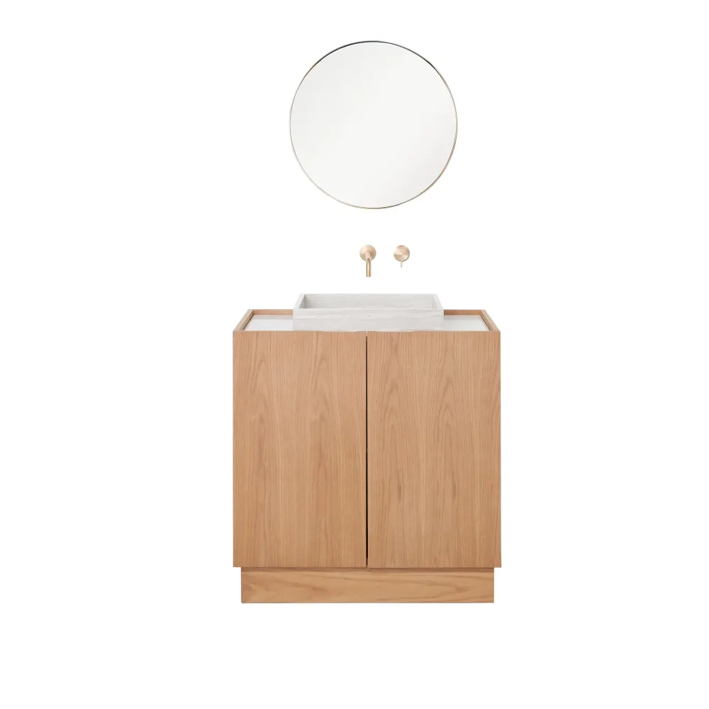 Badkamermeubel Felix - Eik - Wastafel Marfil Marmer - George I - (84 cm)