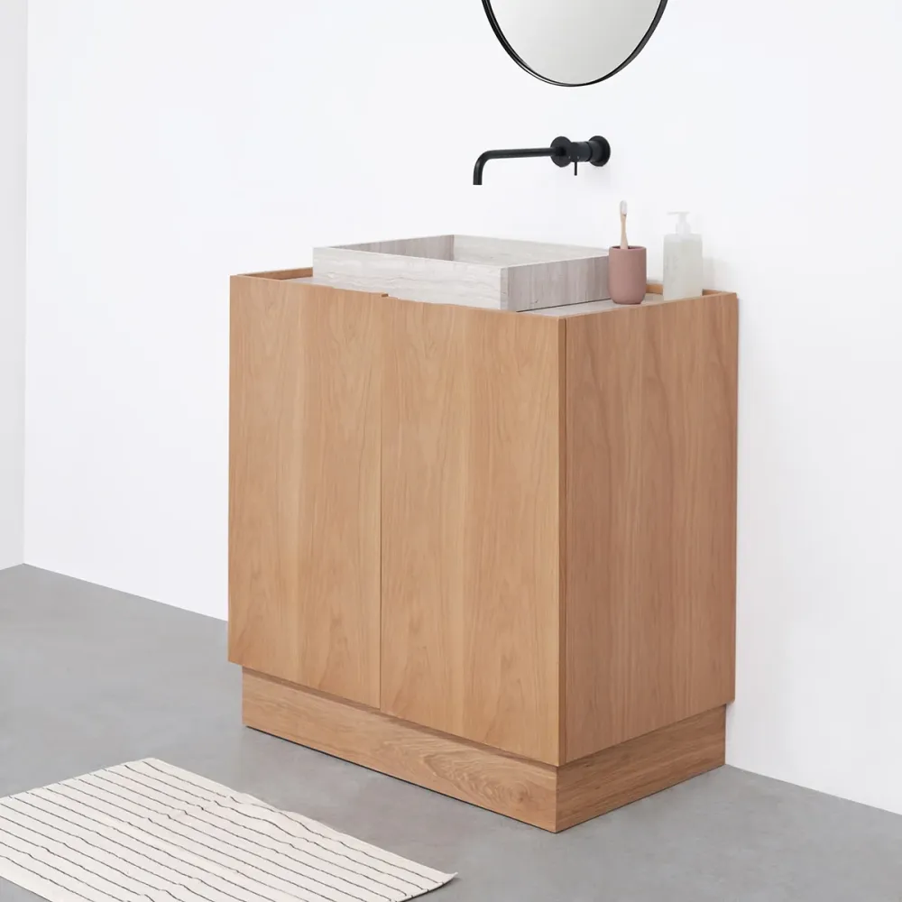 Badkamermeubel Felix - Eik - Wastafel Marfil Marmer - George I - (84 cm)