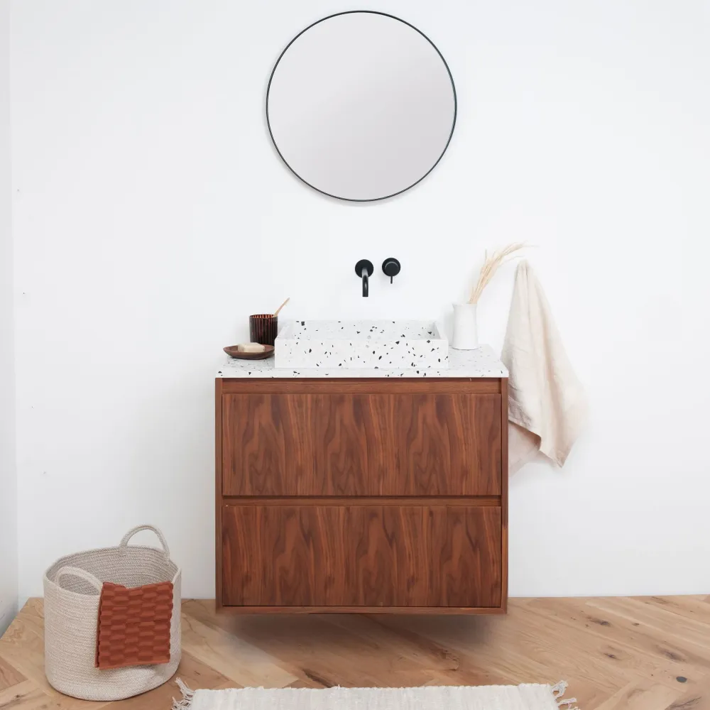 Badkamermeubel Terrazzo Ann - Kast Walnoot - 80cm