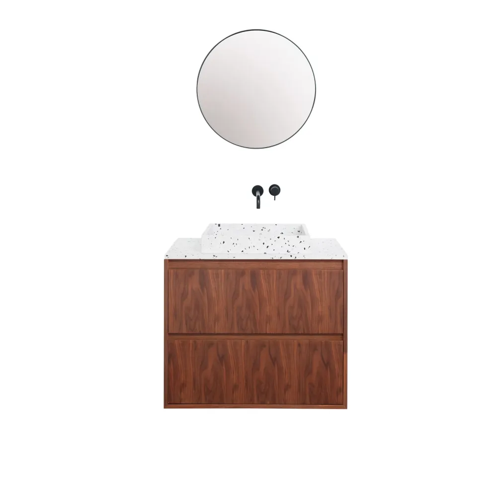 Badkamermeubel Terrazzo Ann - Kast Walnoot - 80cm