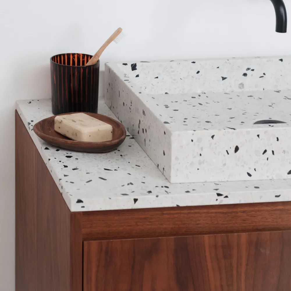 Badkamermeubel Terrazzo Ann - Kast Walnoot - 80cm