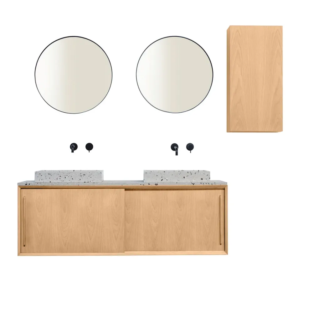 Badkamermeubel Terrazzo - Wastafel George I - Eik (150 cm) - Nestor