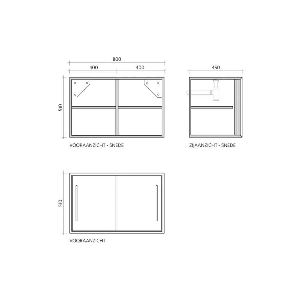 Badkamermeubel - Wit Marmer - Wastafel George - Eik (80 cm) - Nestor