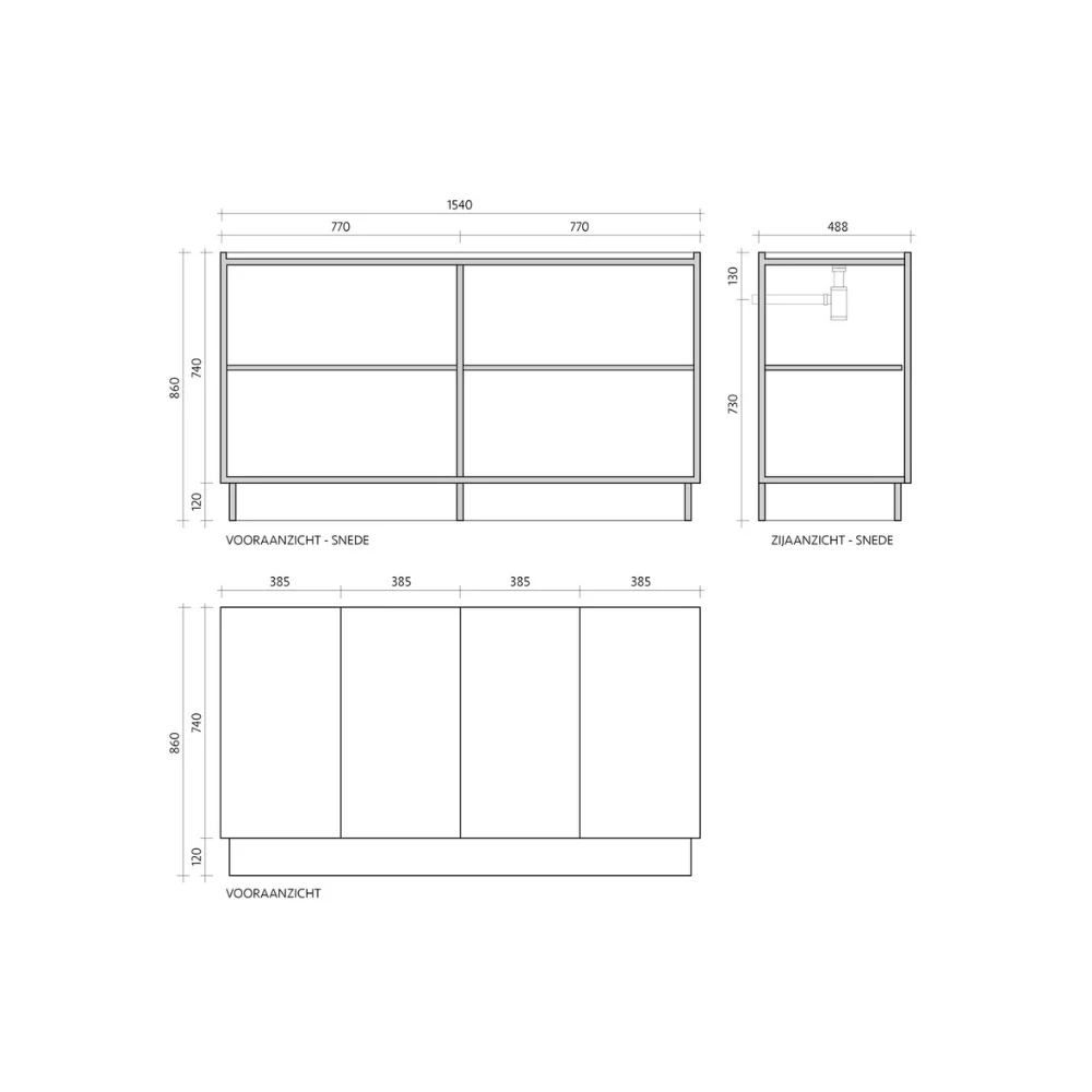 Badkamermeubel - Zwart marmer - Wastafel George Zwart - (154cm)- Felix